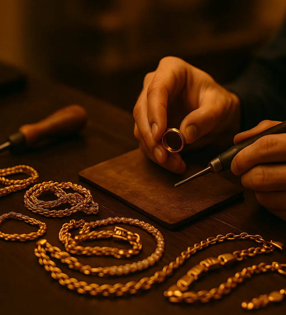 Orofino Gold Exchange valuers examining gold and silver jewellery